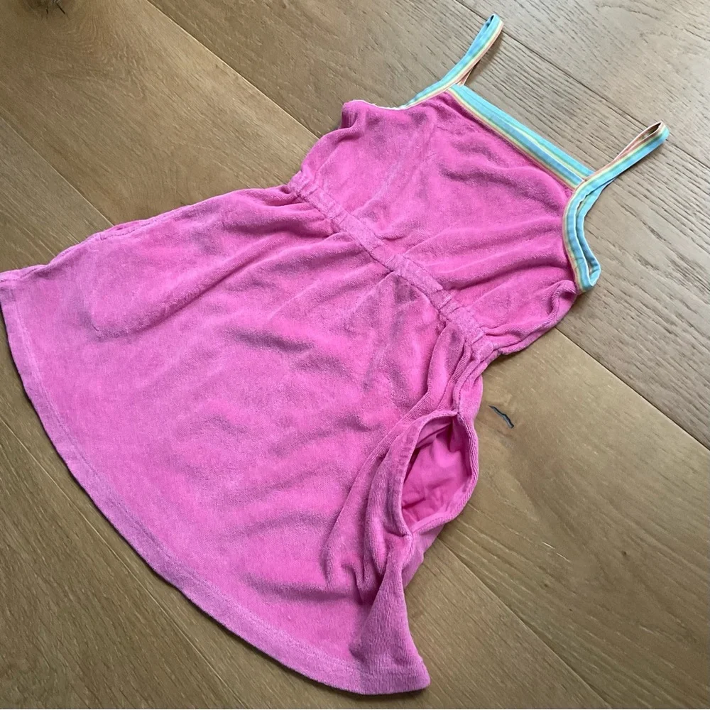 Hanna Andersson Rainbow Swim Cover-up Dress Terry Cloth Pink Girls 110/5 - Picture 2 of 6